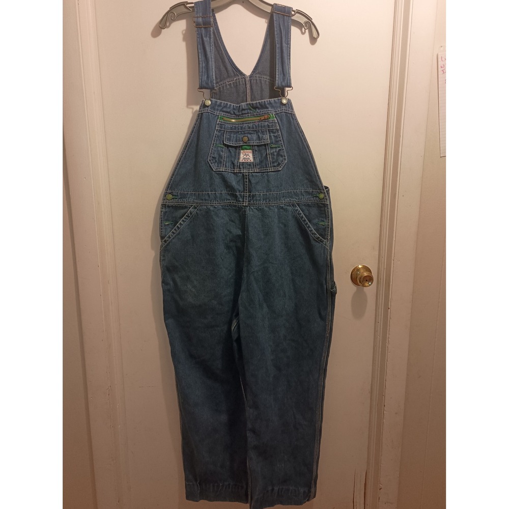 Lady Liberty Denim Bib Overalls Medium Wash Green Zipper 20 Regular